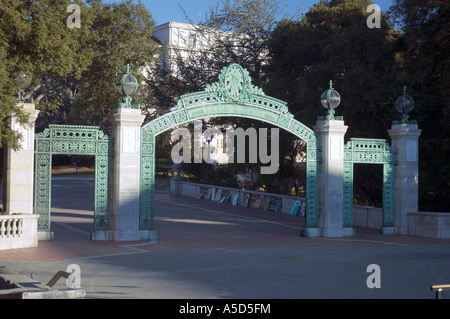 Sather Gate, main entrance to the University of California Berkeley campus Stock Photo