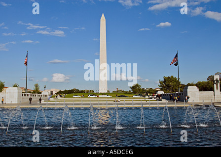View ot the Washington Monument from the WW II Memorial in Washington DC USA Stock Photo