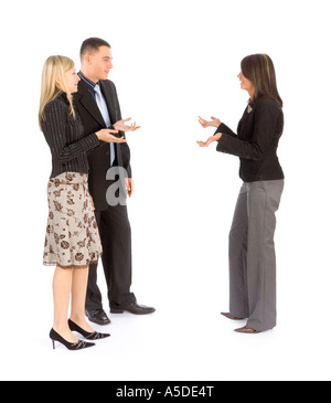 Conversaton of business group Isolated on white background in the studio Stock Photo
