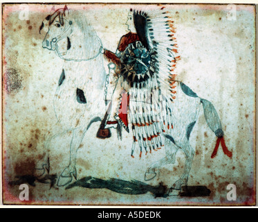 Indian painting of warrior on horseback Stock Photo