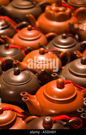 Stock photo of traditional Chinese clay teapots for sale at the Snake Alley Night Market in Taipei Taiwan Stock Photo