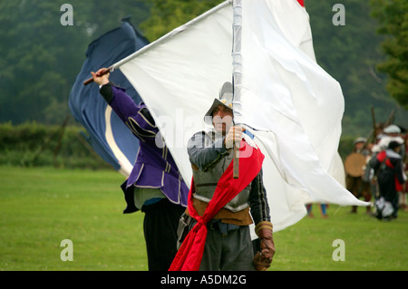 Standard bearers at a English civil war reenactment event by the Sealed Knot Society Stock Photo