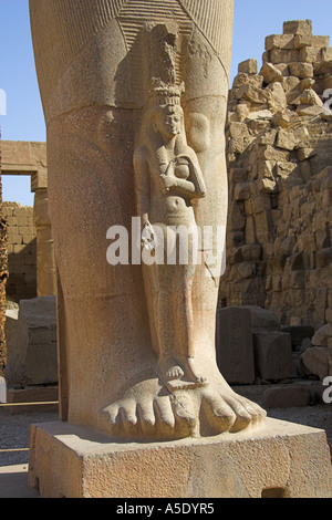 Statue of Ramases and Nefertiti, Temple of Karnak, Luxor, Egypt Stock Photo