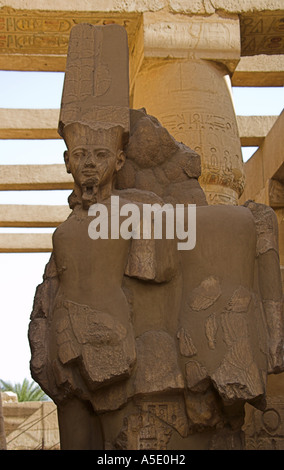 Statue of Egyptian Pharoah, Temple of Karnak, Luxor, Egypt Stock Photo