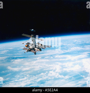 Mir space station orbiting The Earth Earth from Space Stock Photo