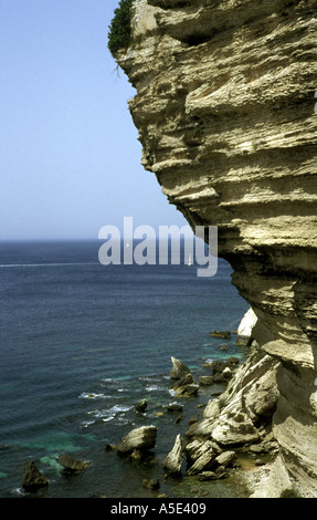 CLIFF FACE BELOW BONIFACIO CORSICA FRANCE Stock Photo