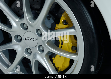 Front wheel and brake of a 2007 Porsche 911 GT3 at the 2007 North American International Auto Show in Detroit Michigan USA Stock Photo