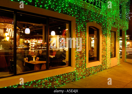Starbucks Coffee shop with Christmas lights during the Big Bright Lights Show in Rochester Michigan USA Stock Photo