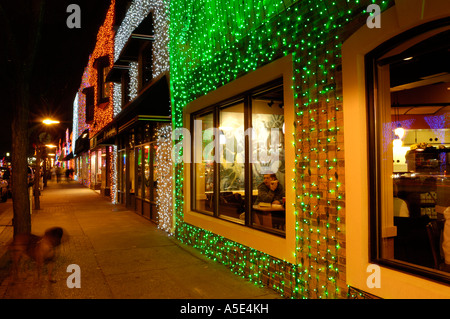 Christmas lights on a Starbucks Coffee shop during the Big Bright Lights Show in Rochester Michigan USA Stock Photo