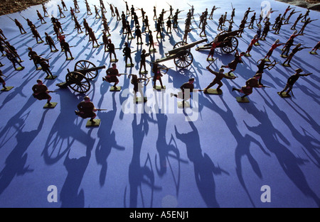 Old toy soldiers on parade for auction Stock Photo