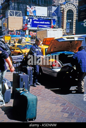 Taxicabs Outside Port Authority Bus Terminal Manhattan New York New York State USA Stock Photo