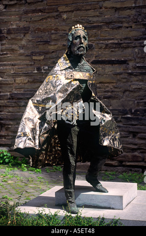 Statue of Charlemagne at Aachen Cathedral in Germany Stock Photo