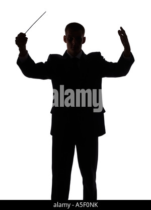 isolated on white silhouette of conductor Stock Photo