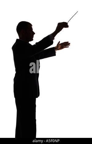 isolated on white silhouette of conductor Stock Photo