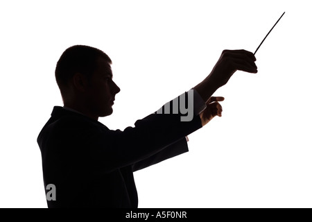 isolated on white silhouette of conductor Stock Photo