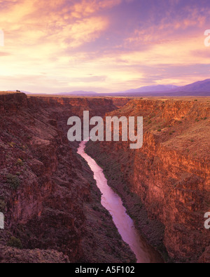 Rio Grande River Gorge at sunset from the bridge outside Taos New Mexico USA Stock Photo