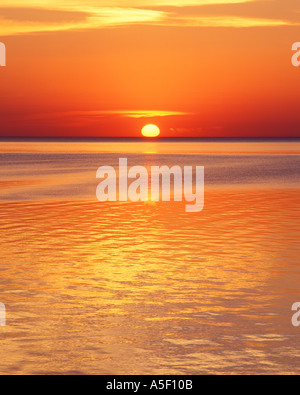 Golden sunset over Lake Superior Stock Photo