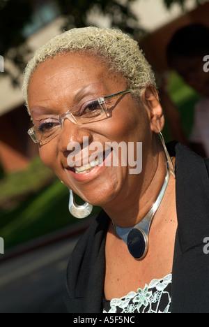 Portrait of a 59 year old African American social worker in Hounslow, west London, UK. Stock Photo