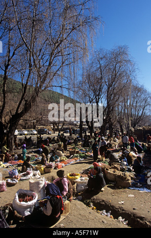 A scene at an outdoor market in Thimpu Bhutan Stock Photo