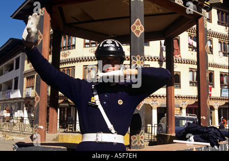 Traffic police officer, Thimpu, Bhutan Stock Photo