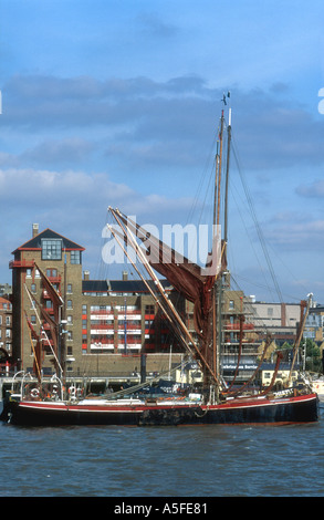 The 1900 spritsail barge Ironsides now used for charter on the River Thames in London England UK Stock Photo