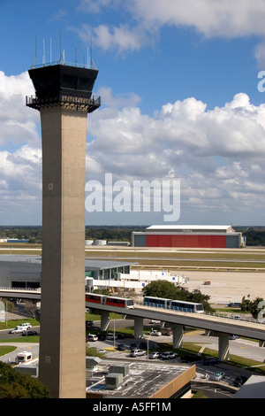 Control tower and monorail at the Tampa International Airport Tampa Florida Stock Photo