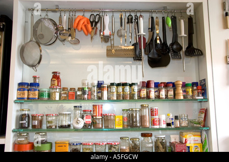 Kitchen utensils and spices Stock Photo
