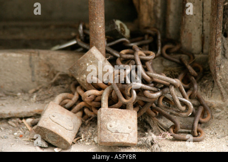 RUSTY PADLOCKS Stock Photo