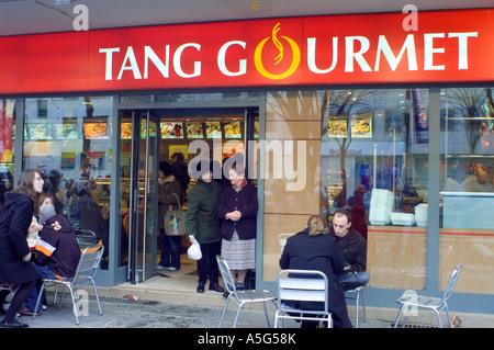 Paris France, front  'Tang Gourmet' Chinese Restaurant paris fast food street Restaurant in Chinatown  people Terrace Outside Sign, Stock Photo