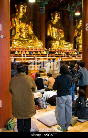 Buddhist Worship Jogye Sa Temple Seoul Korea Stock Photo