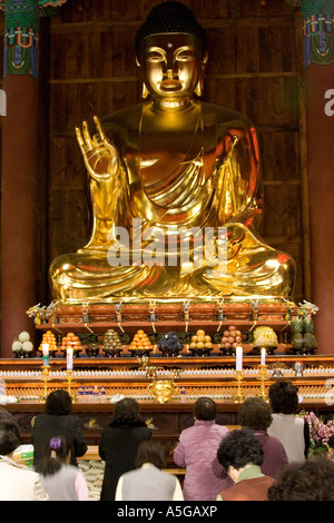 Buddhist Worship Jogye Sa Temple Seoul Korea Stock Photo