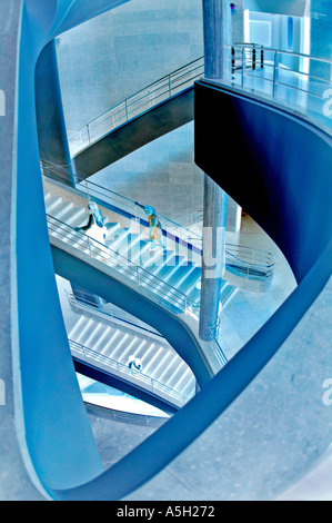 PARIS France, "Guimet Asian Art Museum" interior "Winding Stairway" with "Negative Filter Effect" Graphic Design abstract architecture stairs Stock Photo
