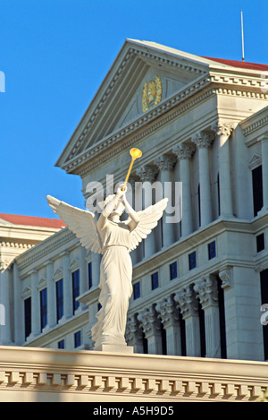 female angel statueblowing trumpets in Las Vegas Stock Photo