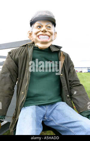 A dummy wearing a Tony Blair mask and a flat cap Stock Photo