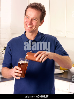 MAN DRINK BEER Stock Photo