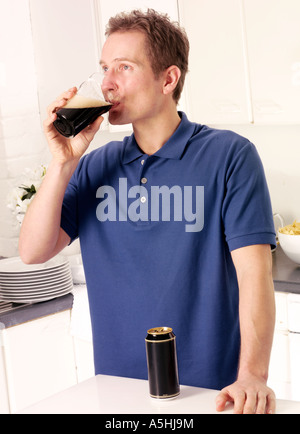 MAN DRINK BEER Stock Photo