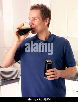 MAN DRINK BEER Stock Photo