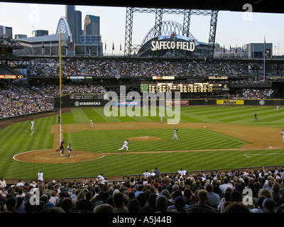 aerial view of Safeco Field retractable roof baseball stadium, Seattle,  Washington, USA Stock Photo - Alamy