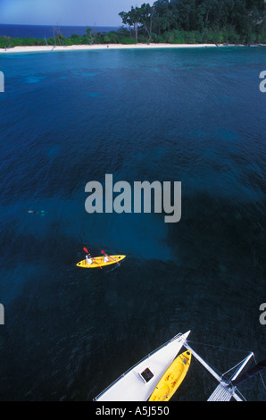 Kayak and catamaran North Button Island Andaman Islands India Stock Photo