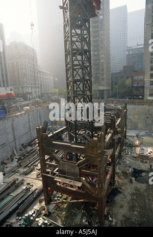 Steel core and crane tower on  Random House building at 1540 Broadway in New York  City. Stock Photo