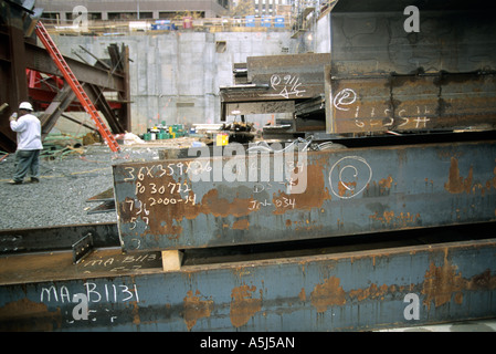 Steel beams for new Random House building in New York City. Stock Photo