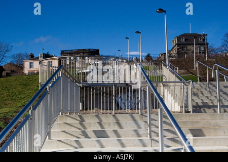Reflections and shadows from the modern stairs leading up to the University of Dundee, UK Stock Photo