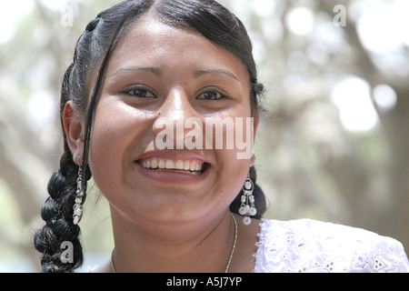 Young traditional woman in Tiataco, Cochabamba, Bolivia Stock Photo