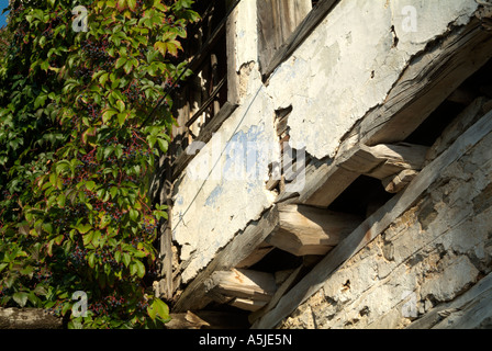 Abandoned derelict house in a Greek village Stock Photo