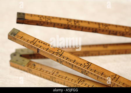 Antique folding ruler, measuring, precision Stock Photo