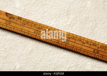 Detail of an antique folding ruler, measuring, precision Stock Photo