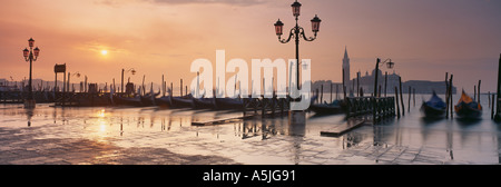 gondolas at dawn Piazza San Marco Venice Italy Stock Photo