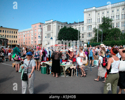 flea market in Helsinki market place of Hietalahti Hietalahden Tori Stock Photo