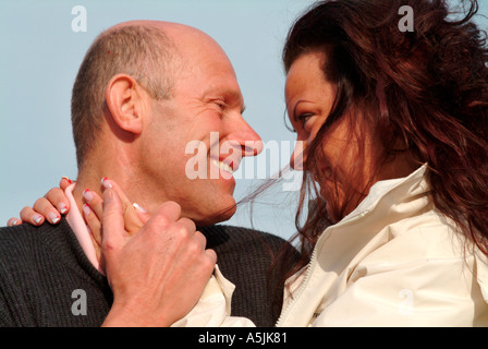 MR lovers in tender embracement Stock Photo