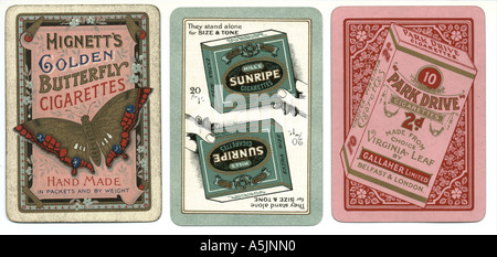 Playing cards advertising cigarette brands Stock Photo